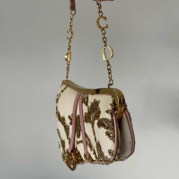 Rare Dior Limited Edition Pink and Gold Mini Saddle Bag - Picture 11 of 11